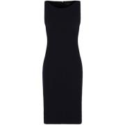 Emporio Armani Svart ull-bomullsblandning klänning Black, Dam