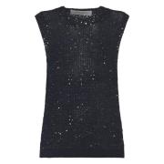 Golden Goose Paljett Mesh Tank Top Svart Black, Dam