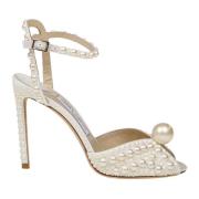 Jimmy Choo Pärldekorerad Satinsandal White, Dam