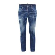 Dsquared2 Slitna Denim Jeans med Färgstänk Blue, Herr