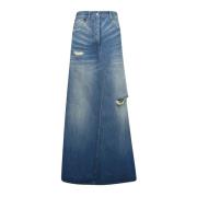 MM6 Maison Margiela Lång, blekt denimkjol vår-sommar 2025 Blue, Dam