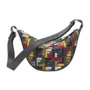 Fendi Ikonisk Grå Canvas Crossbody Väska Multicolor, Herr