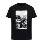 Guess Svart Bomull Logo T-shirt Black, Herr