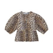 Ganni Brun Leopard Sweatshirt med Båg Stängning Brown, Dam