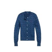 Polo Ralph Lauren Bomull Twisted Stickad Tröja Blue, Dam