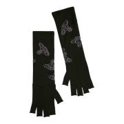 Vivienne Westwood Logo Jacquard Fingerless Ullstickade Handskar Black,...