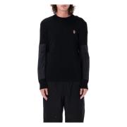 Moncler Svart ull rund hals tröja Black, Herr