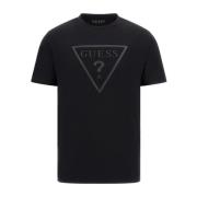 Guess Svart Logotyp Bomull T-shirt Black, Herr