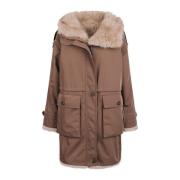 Urbancode Vändbar Päls Trim Parka Brown, Dam