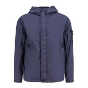 Stone Island Krinklad Reps Parka med Dold Huva Blue, Herr