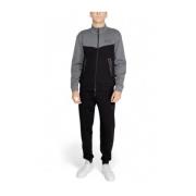 Emporio Armani EA7 Svart bomulls sweatsuit med bekväm passform Black, ...