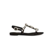 Dolce & Gabbana Kristallprydda Sandaler Black, Dam