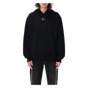 Diesel Svart Stickat Ss25 Hoodie Black, Herr