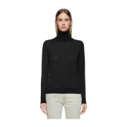 Dondup Ull Turtleneck Tröja med Metallapplikationer Black, Dam