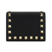 Valentino Garavani Studded Läderplånbok med Flera Fack Black, Dam