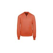 Moorer Ribbstickad Halv Turtleneck Sweater Orange, Herr