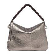 Gianni Chiarini Gyllene Crossbody Väska med Flätat Handtag Gray, Dam