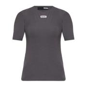 Rotate Birger Christensen T-shirt med logopatch Gray, Dam