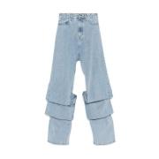 Y/Project Ljusblå Denim Wide Leg Jeans Blue, Dam