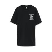 Sporty & Rich Svart Logo Print Crew Neck T-shirt Black, Dam