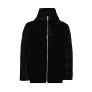 Sacai Svart Panel Zip-Up Hoodie Black, Herr