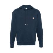 Maison Kitsuné Indigo Blue Fox Motif Hoodie Blue, Herr