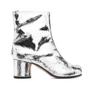 Maison Margiela Silverton Läder Blockklack Ankelstövlar Gray, Dam