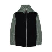 Sacai Navy Green Hooded Zip Jacket Blue, Herr