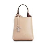 Tod's Beige Läderhandväska med Logopendant Beige, Dam