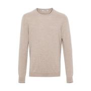 La Fileria Beige Ull Crew Neck Sweater Beige, Herr