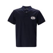 Emporio Armani Marinblå Logo Patch Polo Skjorta Blue, Herr