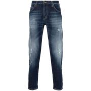 Dondup Indigo Blå Distressed Skinny Jeans Blue, Herr