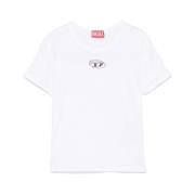 Diesel Vit Oval D Logo Crew Neck T-shirt White, Dam