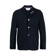 Thom Browne Marinblå Stickad Jacka RWB Stripe Blue, Herr