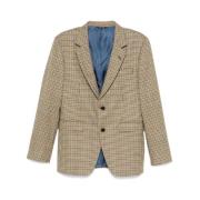 Reveres 1949 Ull Houndstooth Jacka Beige, Herr