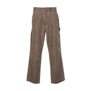 Vision OF Super Brun Bomullscanvas Flamme Broderade Jeans Brown, Herr