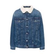 Isabel Marant Denimjacka med Faux-Shearlingkrage Blue, Herr