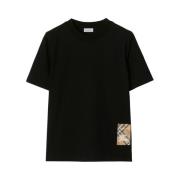 Burberry Svart Jersey Crew Neck T-shirt Black, Dam