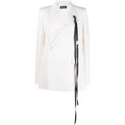 Ann Demeulemeester Vit Virgin Wool Wrap Blazer White, Dam