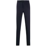 Canali Marinblå Ullblandade Slim-Fit Byxor Blue, Herr