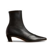 Khaite Svarta Läder Western Stil Ankelboots Black, Dam