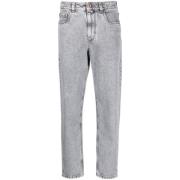 Brunello Cucinelli Ljusgrå Acid Wash Jeans Gray, Dam