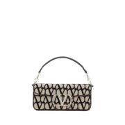 Valentino Garavani Iconographe Jacquard Handväska med VLogo Beige, Dam