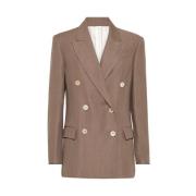 Brunello Cucinelli Brun Dubbelknäppt Jacka med Fickor Brown, Dam