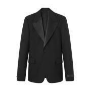 Versace Svart Peak Lapel Kappa Black, Herr