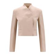 Salvatore Ferragamo Beige Ss23 Blazer med Morello Byxor Beige, Dam