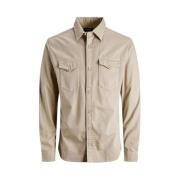 Jack & Jones Beige Denim Skjorta Höst/Vinter Kollektion Beige, Herr