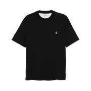 Brunello Cucinelli Svart Crew Neck T-shirt med Korta ärmar Black, Herr