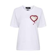 Dsquared2 Vit Hjärta Mesh Prydd T-shirt White, Dam