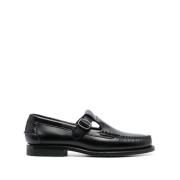 Hereu Svarta Läder T-Bar Slip-On Skor Black, Dam